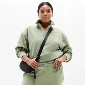 New Athleta M Forever Fleece 1/4 Zip Sweatshirt Eucalyptus Green Medium Regular thumbnail 3