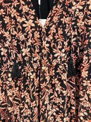 Free People V-Neck Red and Black Floral Mini Dress Women's Size Small NWT Boho thumbnail 2