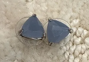 Gray Geometric Stone Stud Earrings Silver Tone Minimalist Stella & Dot Style thumbnail 1