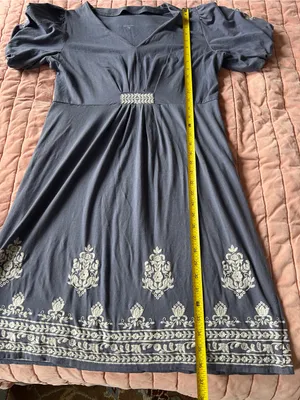 Garnet Hill Orion Embroidered Knit Dress Slate Blue Size Medium thumbnail 7