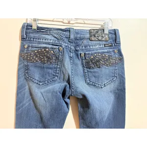 Miss‎ Me Bootcut Jeans Womens 31 Blue Excellent Angel Wing Studded JP5331B4 thumbnail 9