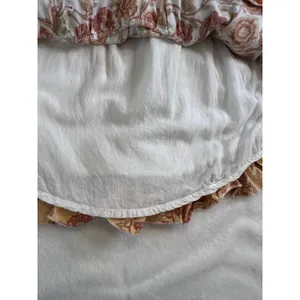 Indikah Floral Strapless Mini Dress Orange Yellow Boho S (tie missing) thumbnail 8