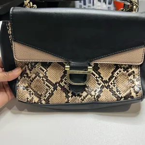 Nine West Women’s Black beige snakeskin, faux leather handbag with Chain strap thumbnail 2