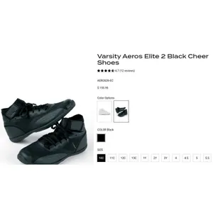 Varsity Aeros Elite 2 Black Cheer Shoes Hightop Size 8 Style # 107533-1 thumbnail 2