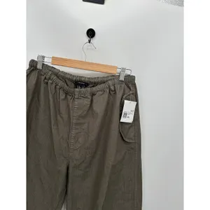 Forever 21 Womens XL Charcoal Striped Wide Leg Parachute‎ Drawstring Pants NWT thumbnail 4