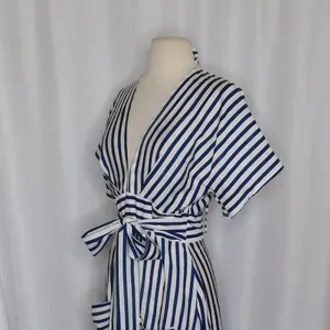 618 SIX ONE EIGHT Blue White Stripe Cabana Resort Dress Cruise Resortwear Medium thumbnail 5
