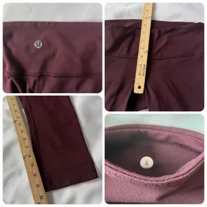 Lululemon Women Size 8 Burgundy Crop Capri Leggings Yoga‎ Pilates Athletic Pants thumbnail 7