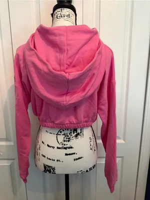 naked wardrobe Pink Cropped Hoodie Sweatshirt thumbnail 3
