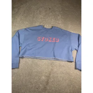 Billabong Cropped Stocked Sweatshirt Blue Pink Medium Relaxed Fit thumbnail 4