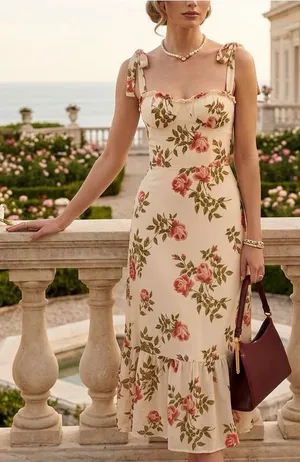 Reformation Nikita Dress in Jolie Floral Rose Print thumbnail 1