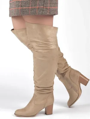 Journee Collection Over The Knee Boots Size 6 Vegan Leather Block Heel Round Toe thumbnail 1