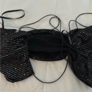 For Love And Lemons Black and White Polka Dot Crop Top thumbnail 4