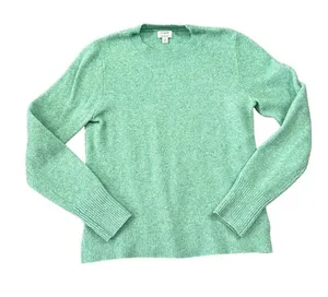 J. Crew Mint Green Wool Blend Extra-Soft Crewneck Sweater Minimalist Size Medium thumbnail 1