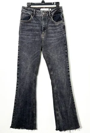 Subdued Size 28 Black Denim Jeans Mineral Wash Flare Raw Hem Casual‎ thumbnail 1