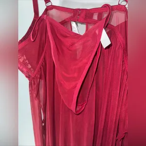 NWT Cosmopolitan Babydoll‎ Red Lace Mesh Nightgown 2 Piece Set Size 3X thumbnail 6