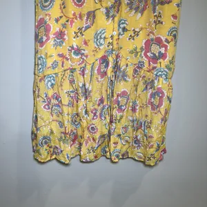 Nanette Lepore Yellow‎ Floral maxi Long Dress Size 2 Sleeveless V Neck Ruffle thumbnail 4