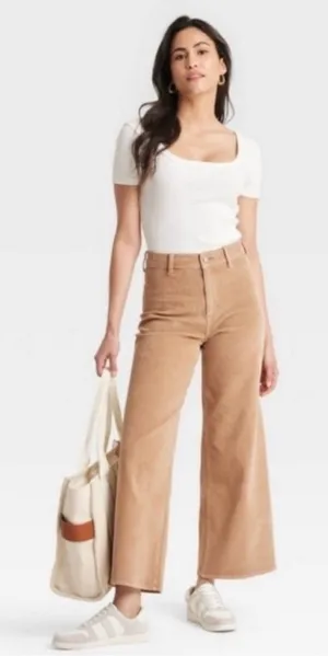 Universal Thread Sailor Wide Leg Corduroy Pants in Tan Size 4 thumbnail 1
