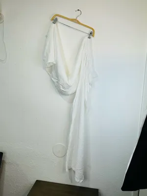 High-Rise White Wide-Leg Linen Blend Pants thumbnail 7