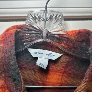 Old Navy Boyfriend Flannel Women's Size Large Evermore Swifty Fall Academia thumbnail 4