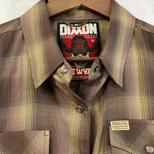 Dixxon Women The Wyatt‎ Shirt Size M Brown Plaid Bamboo Western Rockabilly Ranch thumbnail 5