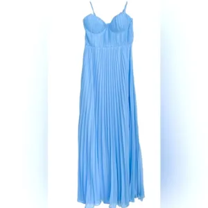 LULU's Prom Wedding Bridesmaid Sexy Pleated Bustier Romantic Flowy Maxi Dress thumbnail 4