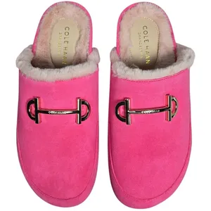 Cole Haan Mc Ada Mule Slippers‎ Hot Pink Suede Faux Fur Lined Size 5.5B thumbnail 2