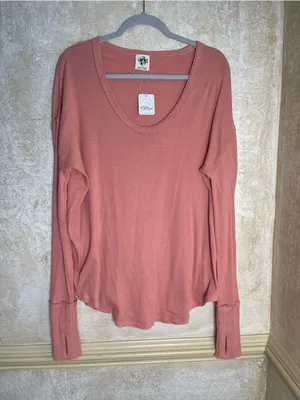 Free People “Colby Long Sleeve” thermal top Savannah Red Sz M thumbnail 4