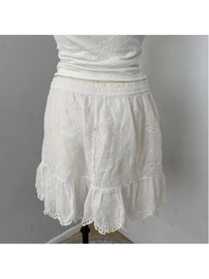 Aerie white cotton blend mini skirt with adjustable waistband - Size M thumbnail 4