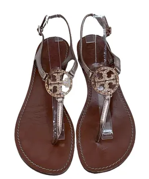 Tory Burch‎ Sling Gold Logo Sandals Size Women's 9 M thumbnail 1