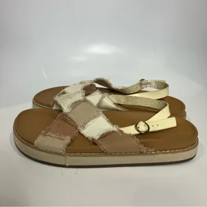 American Eagle patchwork criss‎ cross sandals white pink tan women’s size 9 thumbnail 5