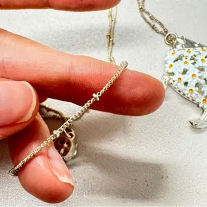 Lauren Conrad Silver Tone Fish Pendant Necklace Long Daisy’s Enameled thumbnail 5