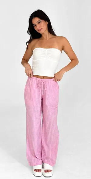 Grey Bandit pink striped pants thumbnail 1
