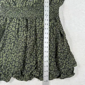 Rails Jasmine Olive Batik Cheetah Smocked Mini Dress Green Animal Print Large thumbnail 5