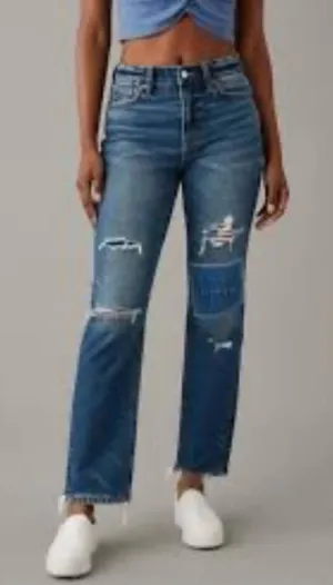 American Eagle strigid super high‎ rise ankle straight jeans SAMPLE Size 8 EUC thumbnail 1