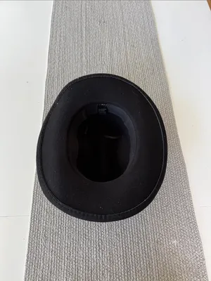 Source Unknown Black Felt Cowboy Hat w Tripe Row Rhinestone Crystal Band thumbnail 6