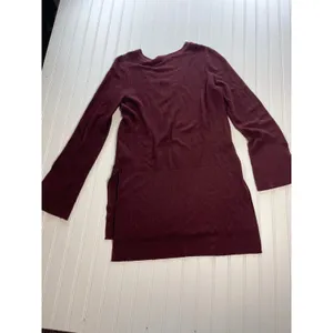 Free‎ People Andy Midnight Tunic Sweater Burgundy Crisscross V-Neck Ribbed Large thumbnail 8