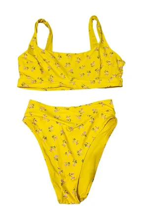 aerie | Yellow Scoop Bikini Top with High waist bikini bottom thumbnail 1