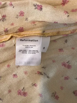 Reformation Crimini Yellow Floral Print Midi Sip Dress Leg Slit Size 0/XS thumbnail 5