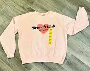 Wildfox Graphic Sweatshirt Brunch Club Every Day Sweatshirt Barbie Pink Medium thumbnail 1