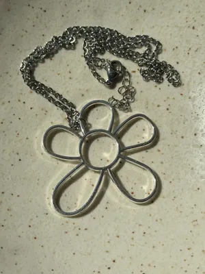 Handmade Kawaii cute retro y2k style silver tone big flower necklace 🌼 thumbnail 5