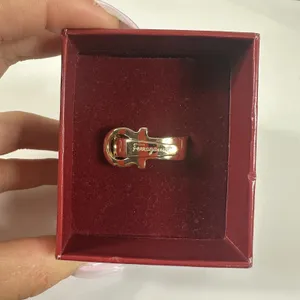 Salvatore Ferragamo Gold Tone Gancini Scarf Ring W/ Box thumbnail 2