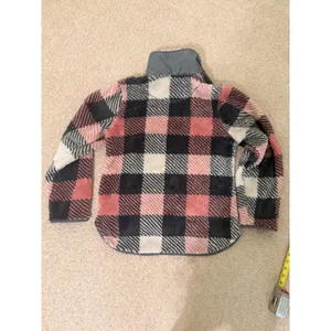 Simply Southern Buffalo Plaid Sherpa Fleece Quarter Zip Pullover Pink Small NWT thumbnail 5