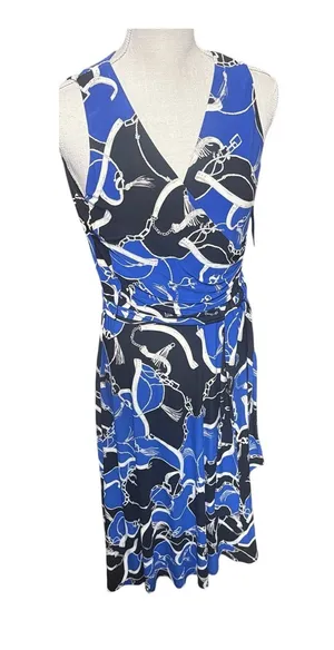 Ralph Lauren LRL Dress‎ Sz 2 Equestrian Blue Stretch Knit Bit Bridle Career thumbnail 1