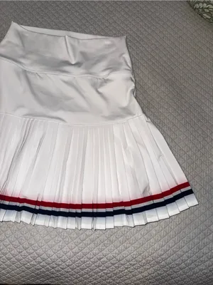 Beach Riot White Pleated Mini Skort with Red & Navy Stripes thumbnail 4