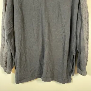 Free People BACK AT IT BOHO COTTON HENLEY TOP 2-TONE BLACK CHARCOAL Size Large thumbnail 13