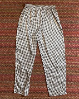 VTG HOUNDSTOOTH SATIN PULL ON PANTS Black thumbnail 3