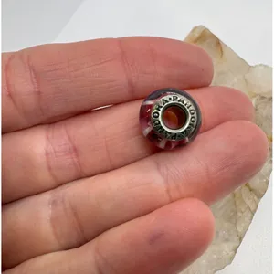 Pandora ALE 925 Sterling Silver Red White Stripe Murano Glass Charm 2.23g thumbnail 6