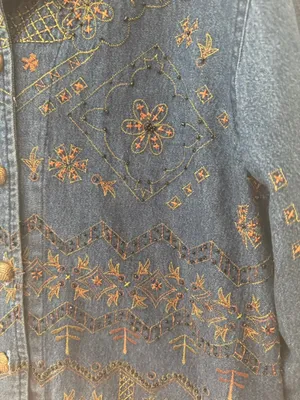 New Direction Vintage Boho Denim Jacket with Embroidery - Dark Blue thumbnail 3