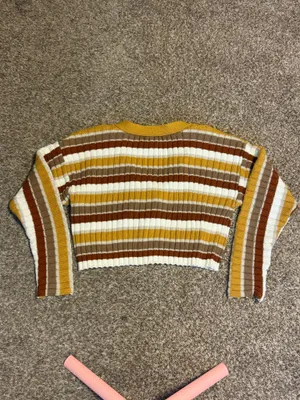 Forever 21 Retro Striped Cropped Cardigan, Size M , Pre-owned / No Flaws thumbnail 4