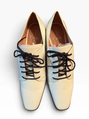 Linea Paolo Ivory Lace-Up Pointed Block Heel Shoes Size 8M thumbnail 5